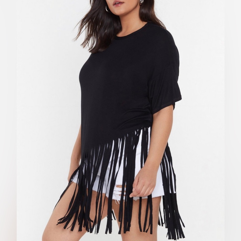 Plus Size Black Fringe T-Shirt - NWT